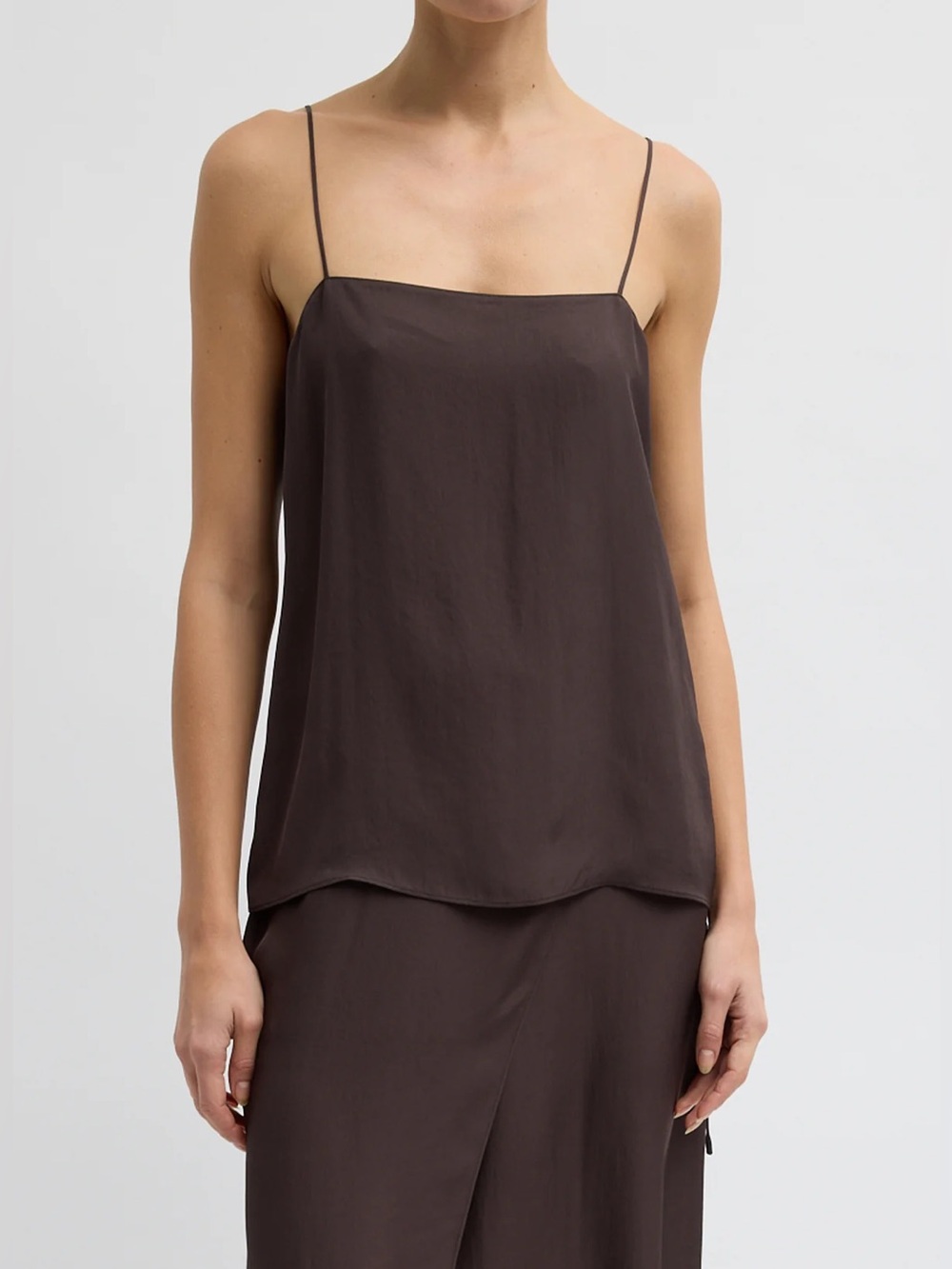 Tibi Summer Slip Cami - Chocolate Brown